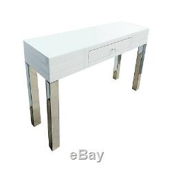 White Mirrored Furniture Glass Dressing Table Bedroom Console Bevelled Venetian