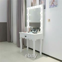 White Vanity Makeup Dressing Table Set with Dimmable LED Lights Hollywood Mirror S