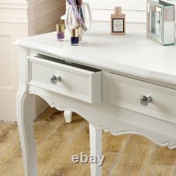 White dressing table stool tabletop mirror set vintage French bedroom furniture