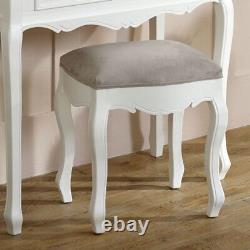 White dressing table stool tabletop mirror set vintage French bedroom furniture