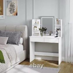 White dressing table with led mirror drawers