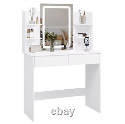 White dressing table with led mirror drawers