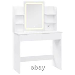 White dressing table with led mirror drawers