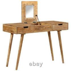 Wooden Dressing Table Solid Wood Console Makeup Desk Mirror Drawers Storage
