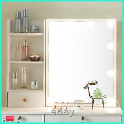 YAMISSI Vanity Makeup Dressing Table with Drawer LED Hollywood Mirror and Shelf