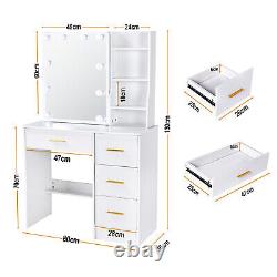 YAMISSI White Dressing Table Make Up Vanity Set With LED Lighted Sliding Mirror