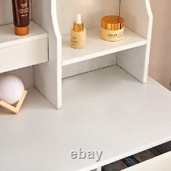 YAMISSI White Dressing Table Make Up Vanity Set With LED Lighted Sliding Mirror