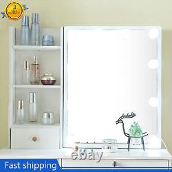 10 LED avec miroir coulissant et tabouret Blanc Maquillage Coiffeuse Décoration Chambre