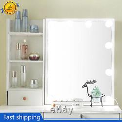 10 LED avec miroir coulissant et tabouret Blanc Maquillage Coiffeuse Décoration Chambre