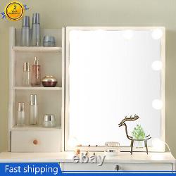 10 LED avec miroir coulissant et tabouret Blanc Maquillage Coiffeuse Décoration Chambre