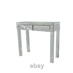2xdrawers Mirrored Glass Dressing Table Console Vanity Make-up Desk Royaume-uni
