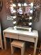2xdrawers White Glass Dressing Table Console Vanity Make-up Desk Royaume-uni