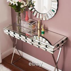 3d Glass Design Dressing Table Mirrored Bedroom Make-up Console Vanity Table Royaume-uni
