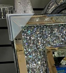 60x80 Diamant Crush Cristal Vinaigrette Argent Mur Miroir Rectangle Gatsby Bling