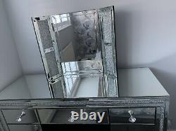 7 Tiroirs Broyés Diamond Mirrored Dressing Table Avec Miroir Assorti