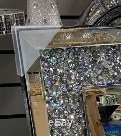 80x80 Diamant Crush Cristal Vinaigrette Argent Mur Miroir Rectangle Gatsby Bling