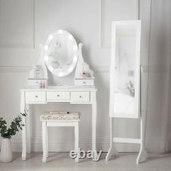 Ampoules Hollywod Miroir Dressing Table Tabouret Bijoux Cabinet Blanc Vanité Set