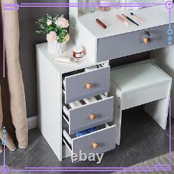 Ampoules LED Hollywood Miroir Coulissant Table de Toilette Blanche & Tabouret Ensemble de Bureau de Maquillage