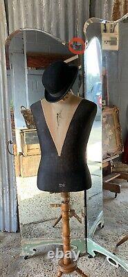 Antique Art Nouveau Dress Mirror Full Length Fold Out Corner Castors
