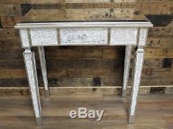 Antique Crackle Verre Mirrored Coiffeuse Salle Console Lampe De Table Table D'appoint