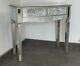 Argent Sparkly Crackle Mosaic Mirrored Verre 2 Tiroirs Dressing / Table Console