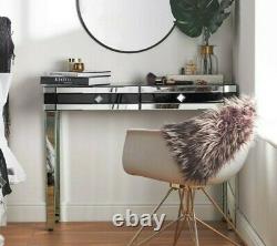 Black Mirrored Dressing Table Drawer High Gloss Bedroom Glass Mirror Makeup Desk