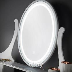 Blanc Vanity Modern Makeup Desk Set Dressing Table Led Light Mirror Tabouret Rembourré