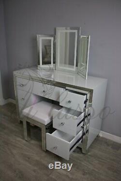Brand New Blanc Mirrored Coiffeuse Set