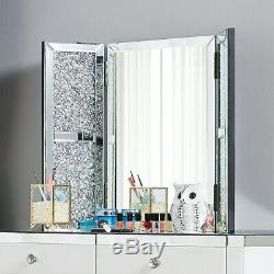 Brillant Sparkly Mirrored Coiffeuse Miroir Tabouret Maquillage Chaise Bureau Vanity Set