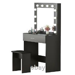 Bureau De Maquillage De Table Moderne Avec Miroir Lumineux Led Table De Vanité Filles Nouveau