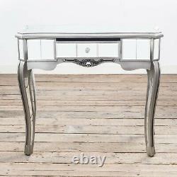 Clearance- Antique Silver Français Mirrored Glass Hall Side Console Dressing Table