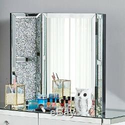 Coiffeuse Sparkly Mirrored Miroir De Maquillage Tabouret Fauteuil De Bureau Vanity Set Home