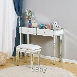 Coiffeuse Vanity Mirrored Commode Console Chambre 2 Tiroirs Bureau De Maquillage