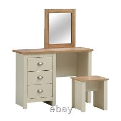 Coiffeuse avec tiroirs, miroir, tabouret - Ensemble moderne de table de maquillage et de coiffeuse pour chambre à coucher.