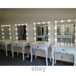 Coiffeuse blanche avec 10 ampoules lumineuses 1 tiroir Miroir de vanité Hollywood