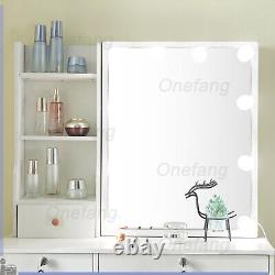 Coiffeuse blanche avec miroir coulissant et 6 tiroirs pour ensemble de coiffeuse de maquillage de chambre