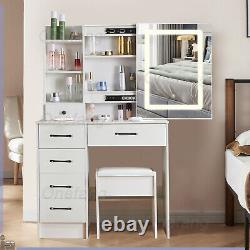 Coiffeuse de chambre à coucher Hollywood Warm White Vanity Set avec miroir à LED (Royaume-Uni)