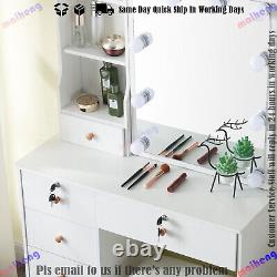 Coiffeuse et ensemble tabouret avec 10 miroir éclairé à LED pour maquillage Vanity