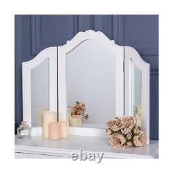 Console En Bois Blanc Dressing Table & Mirror Set Chambre De Rangement De Maquillage