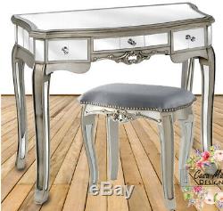 Console Table Et Mirrored Velvet Tabouret Ensemble Chambre Dressing Verre Antique Vintage