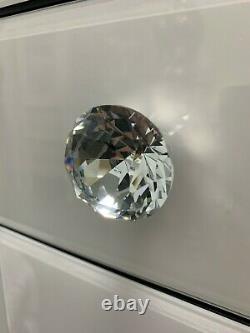Diamond Glass Crush Blanc 7 Mirrored Tiroirs Coiffeuse Concassée Cristaux