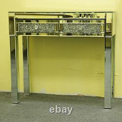 Dresser En Cristal Miroir 2 Tiroirs Dressing Table Console Vanity Table Uk Stock