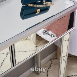 Dresser Table De Dressing Miroir Console En Verre Haut Maquillage Vanity Table Nouveau