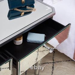 Dresser Table De Dressing Miroire 2 Tirez Console En Verre Haut Maquillage Vanity Table