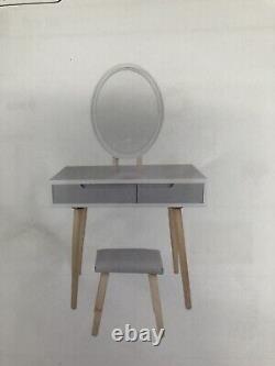 Dressing Moderne Table De Maquillage De Bureau Dresser 2 Tiroirs Led Lighted Mirror Set De Tabouret