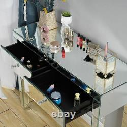 Dressing Table Bedroom Makeup Furniture Mirrored Console Corner Lines Sculpture