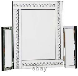 Élégant miroir de table de maquillage de vanité grand éclat argenté entièrement en verre 62cm