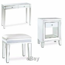 Embellissez White Furniture Mirrored Coiffeuse Tabouret De Chevet Table De Chevet
