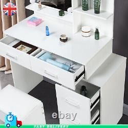 Ensemble de coiffeuse avec miroir à LED, tabouret et meuble de rangement avec tiroir