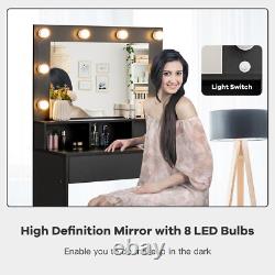 Ensemble de coiffeuse avec miroir à lumières LED et tiroir